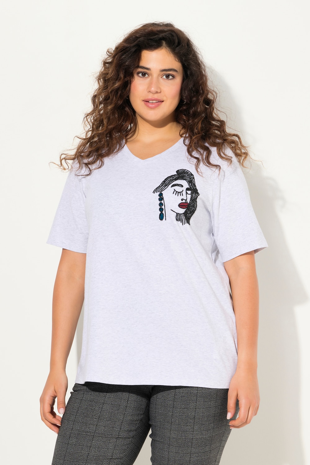 Große Größen T-Shirt, Damen, grau, Größe: 42/44, Baumwolle, Ulla Popken