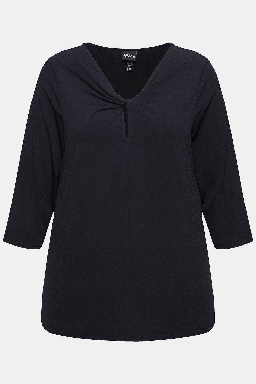Stora storlekar Topp i klassisk modell med draperad ringning, Dam, blå, storlek: 42/44, Polyester, Ulla Popken