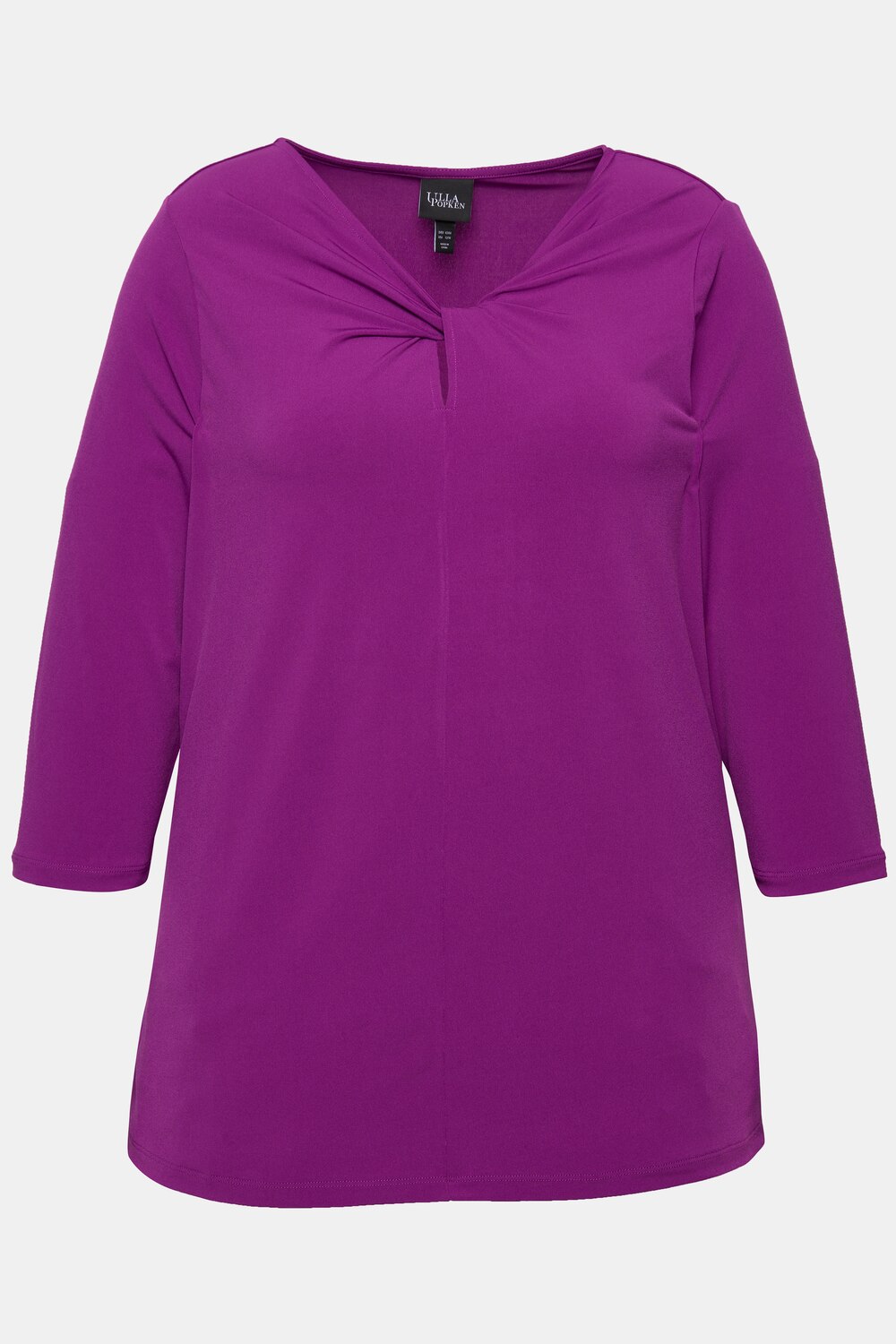 Stora storlekar Topp i klassisk modell med draperad ringning, Dam, lila, storlek: 46/48, Polyester, Ulla Popken