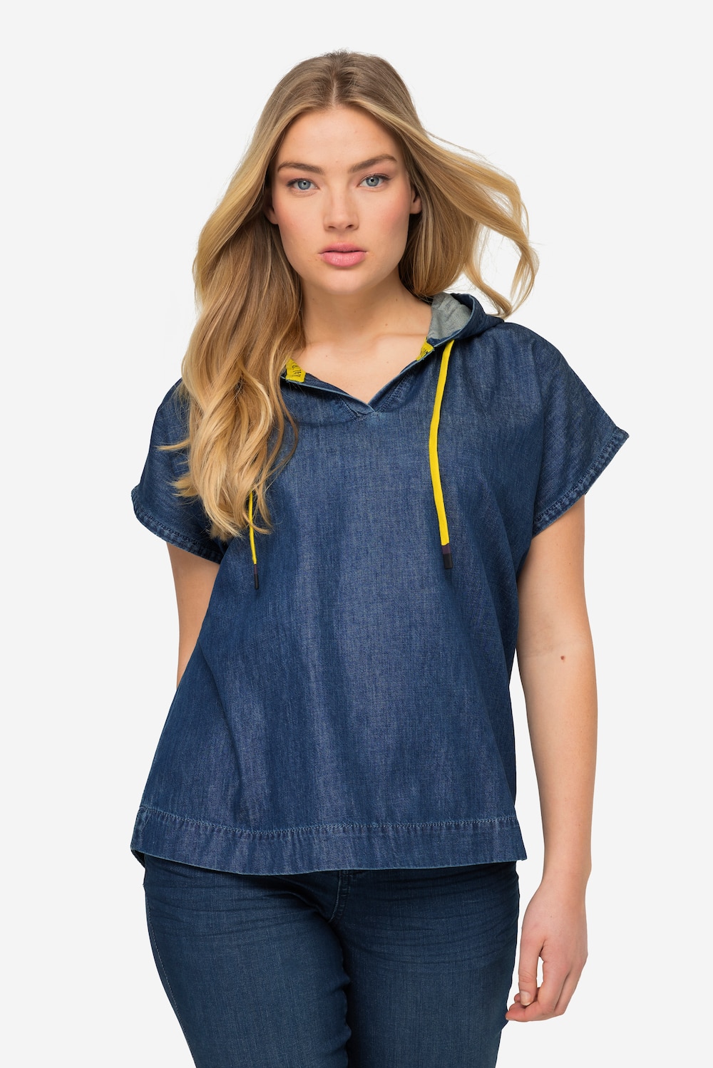 Große Größen Jeansbluse, Damen, blau, Größe: 3XL, Baumwolle, LAURASON