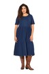 Žerzejové midi šaty, A střih, kulatý výstřih, krátké rukávy