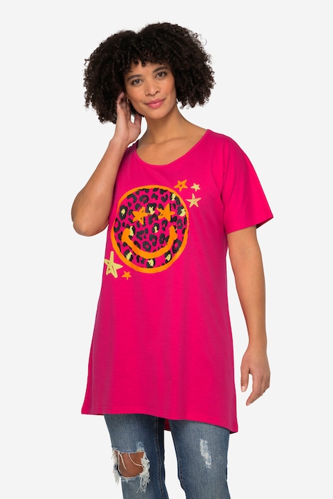 T-Shirt, oversized, Smiley, Rundhals, Halbarm