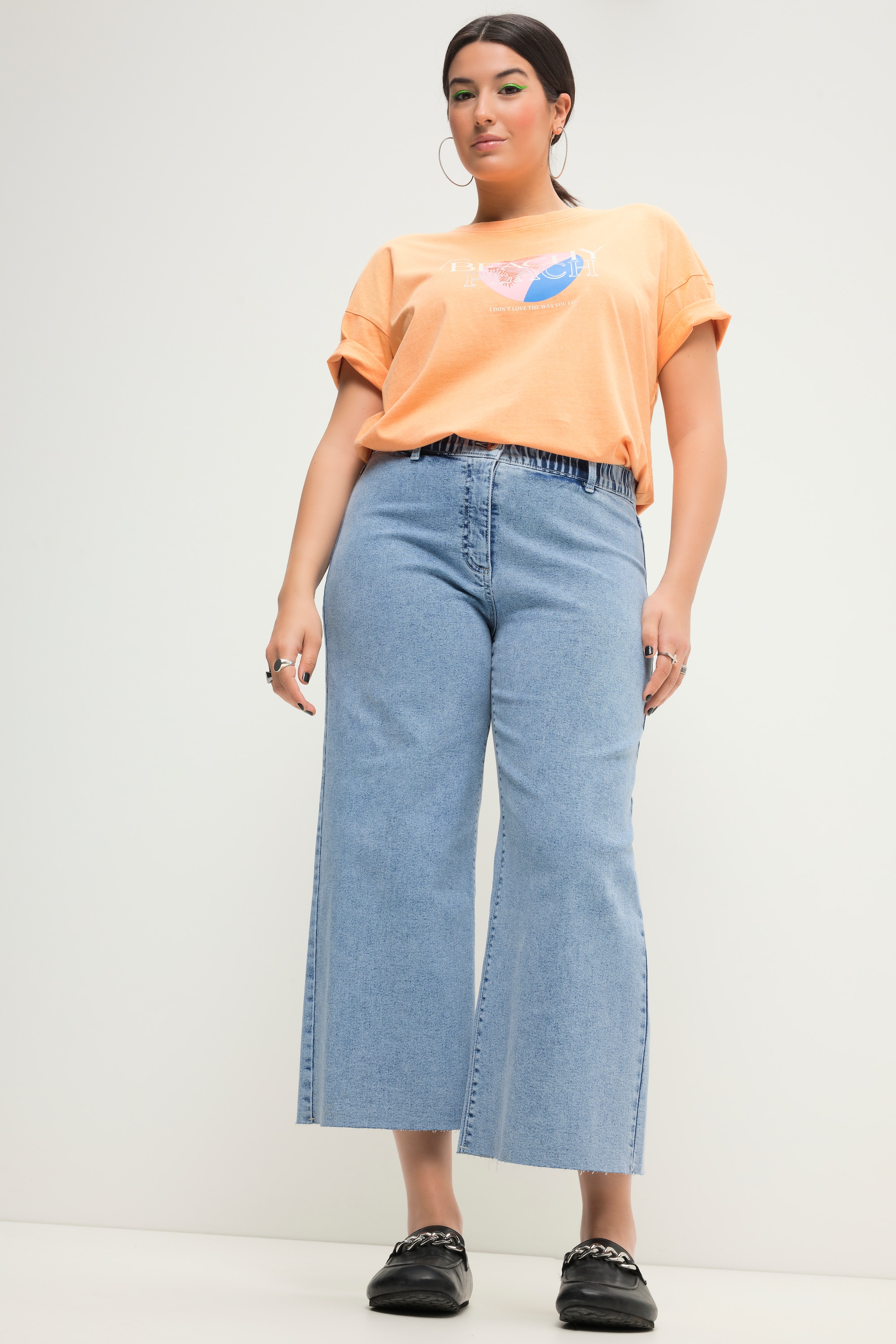 Studio Untold Damen große Größen Culotte Jeans Wide Legs cutted Saum 830892