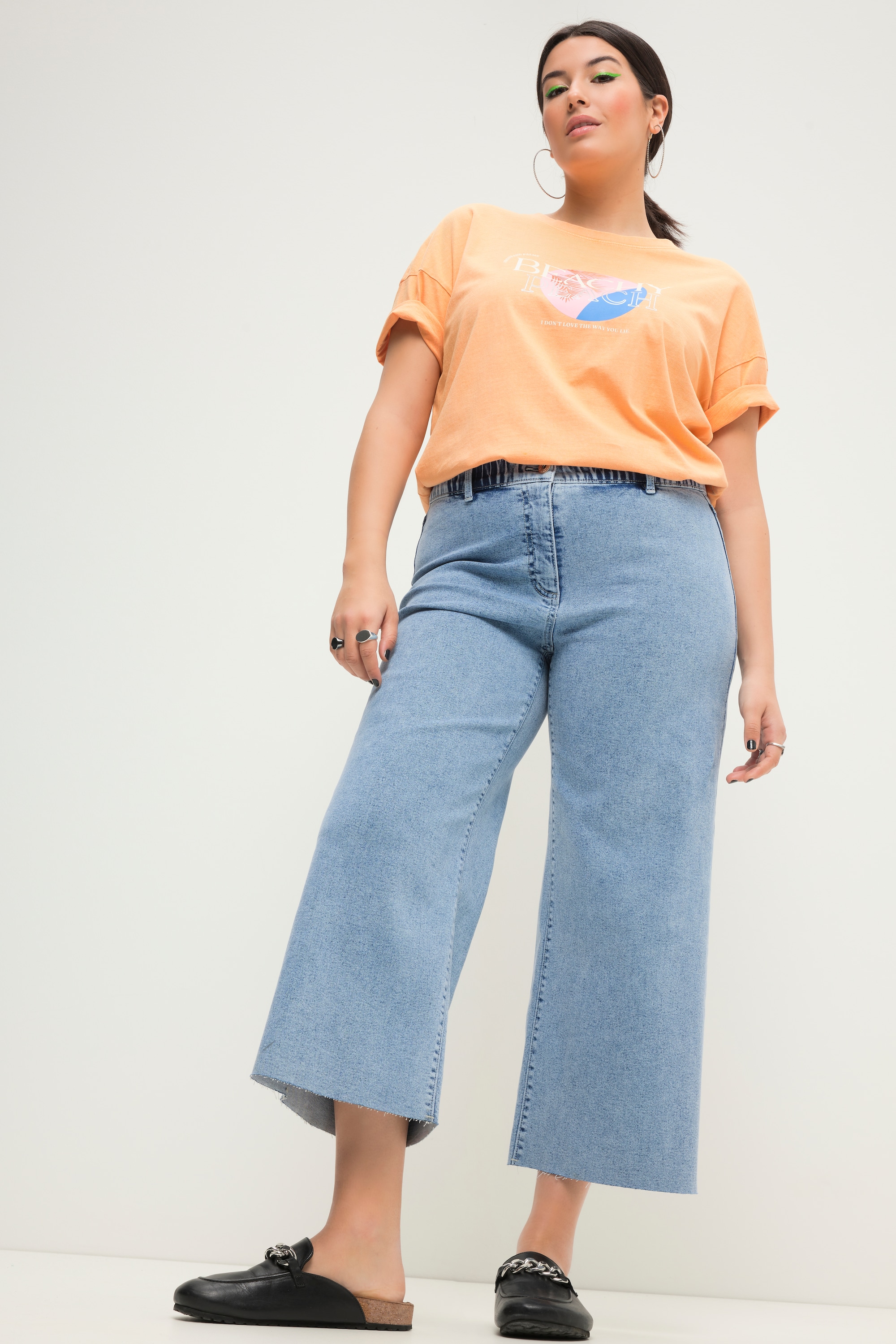 Studio Untold Damen große Größen Culotte Jeans Wide Legs cutted Saum 830892