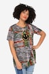 T-shirt dal taglio oversize con Smiley, fantasia a ghirigori, scollo a girocollo e mezze maniche