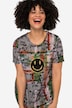 T-shirt dal taglio oversize con Smiley, fantasia a ghirigori, scollo a girocollo e mezze maniche