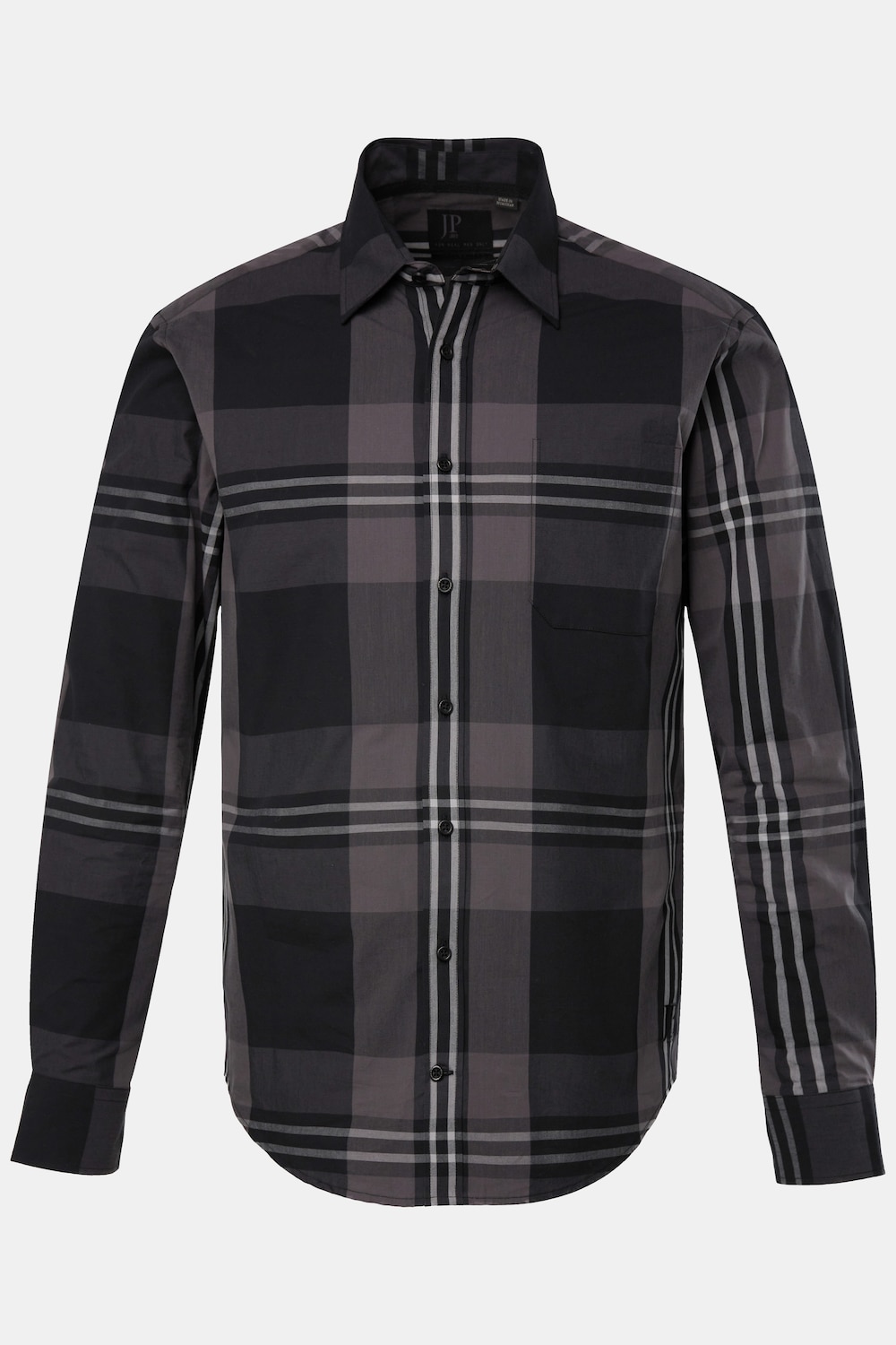 Chemise à carreaux JP 1880, manches longues et col Kent, coupe Modern Fit - jusqu'au 8 XL