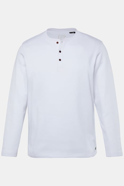 JP 1880 henley, lange mouwen, piqué, tot 8XL