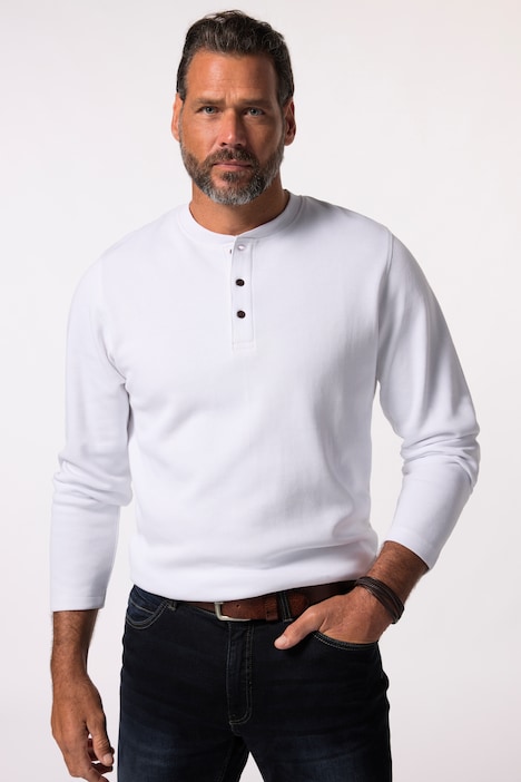 JP 1880 Henley, Langarm, Piqué, bis 8 XL