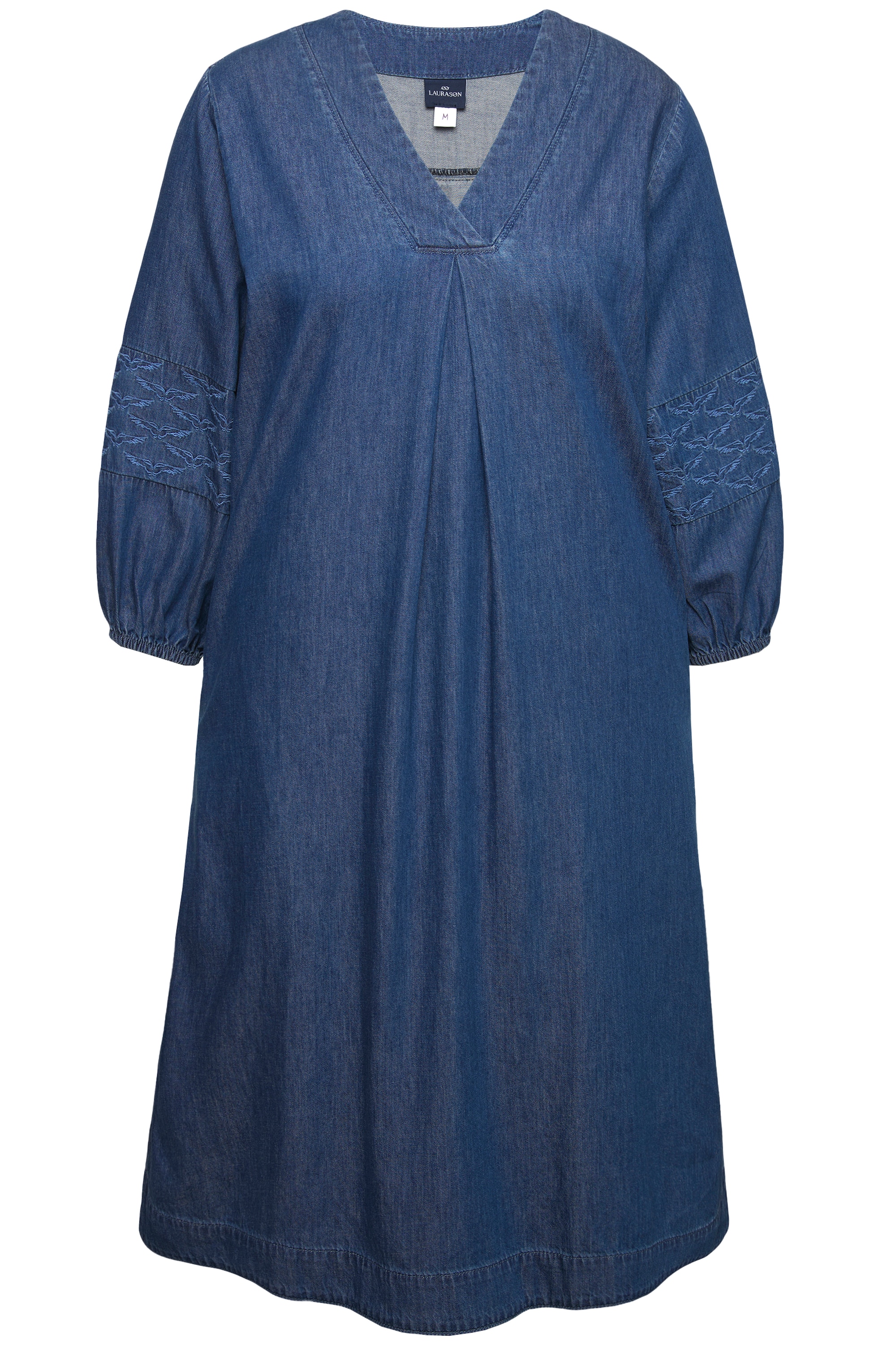 Laurasøn Damen Jeanskleid 3 4 Arm V Ausschnitt Midilänge 830910
