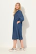 Jeanskleid, 3/4 Arm, V-Ausschnitt, Midilänge
