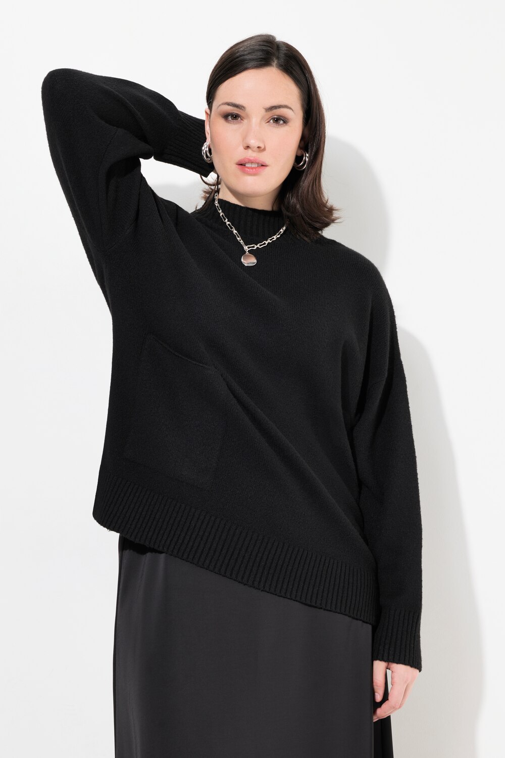 Große Größen Pullover, Damen, schwarz, Größe: 54/56, Polyester/Wolle, Ulla Popken