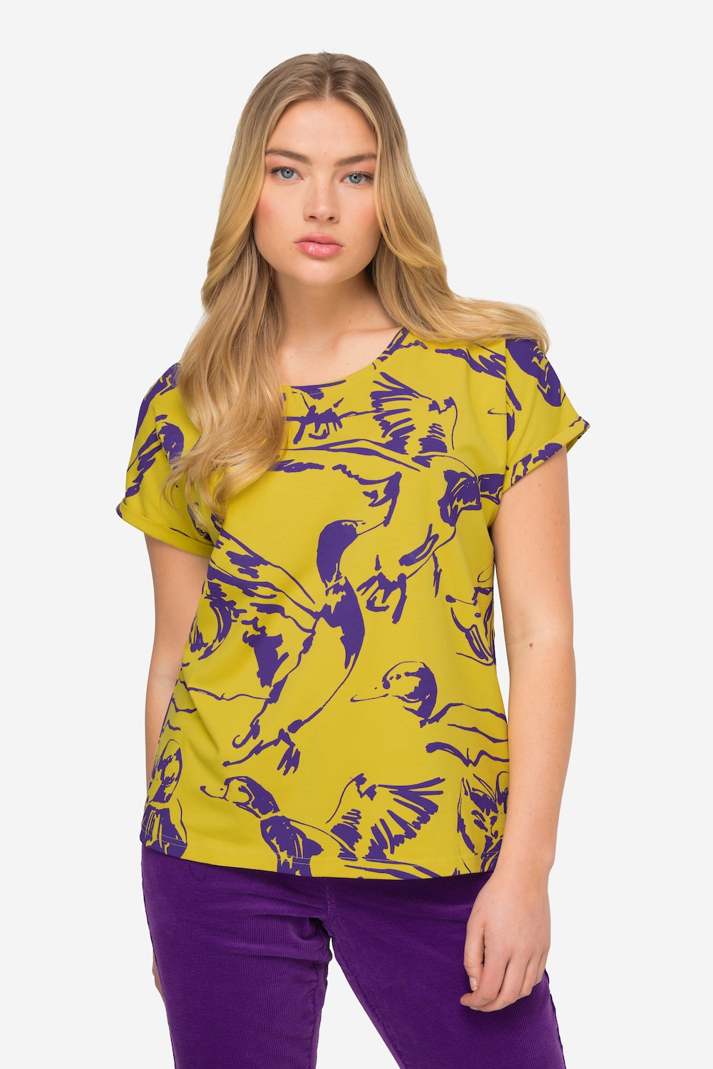 Große Größen T-Shirt, Damen, gelb, Größe: XL, Baumwolle, LAURASON