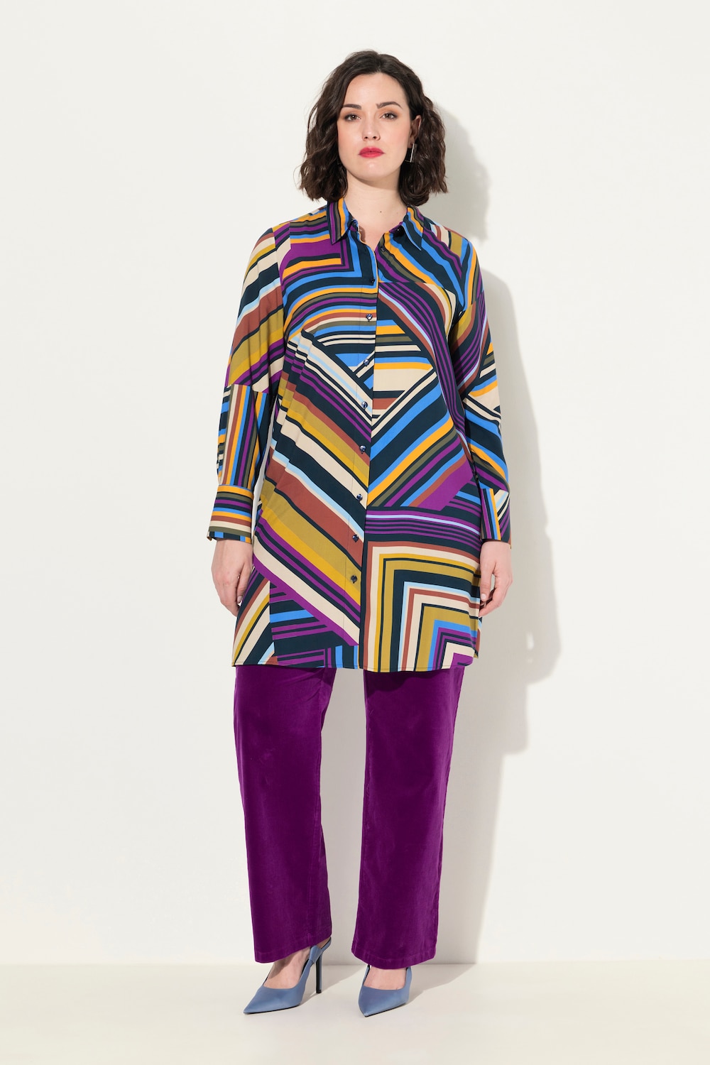 Große Größen Longbluse, Damen, blau, Größe: 46/48, Viskose, Ulla Popken