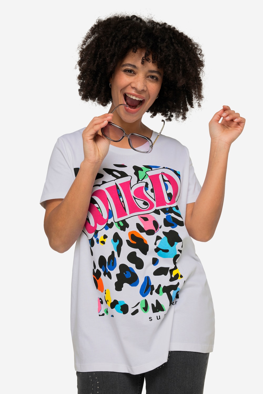 T-Shirt, Classic Fit, WILD-Schriftzug, Rundhals, Halbarm