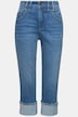Jeans, rett passform, fem lommer, oppbrett i falden