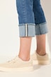 Jeans, rett passform, fem lommer, oppbrett i falden