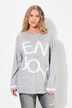 Maglione con Enjoy, scollo rotondo, orli arrotolati e maniche lunghe