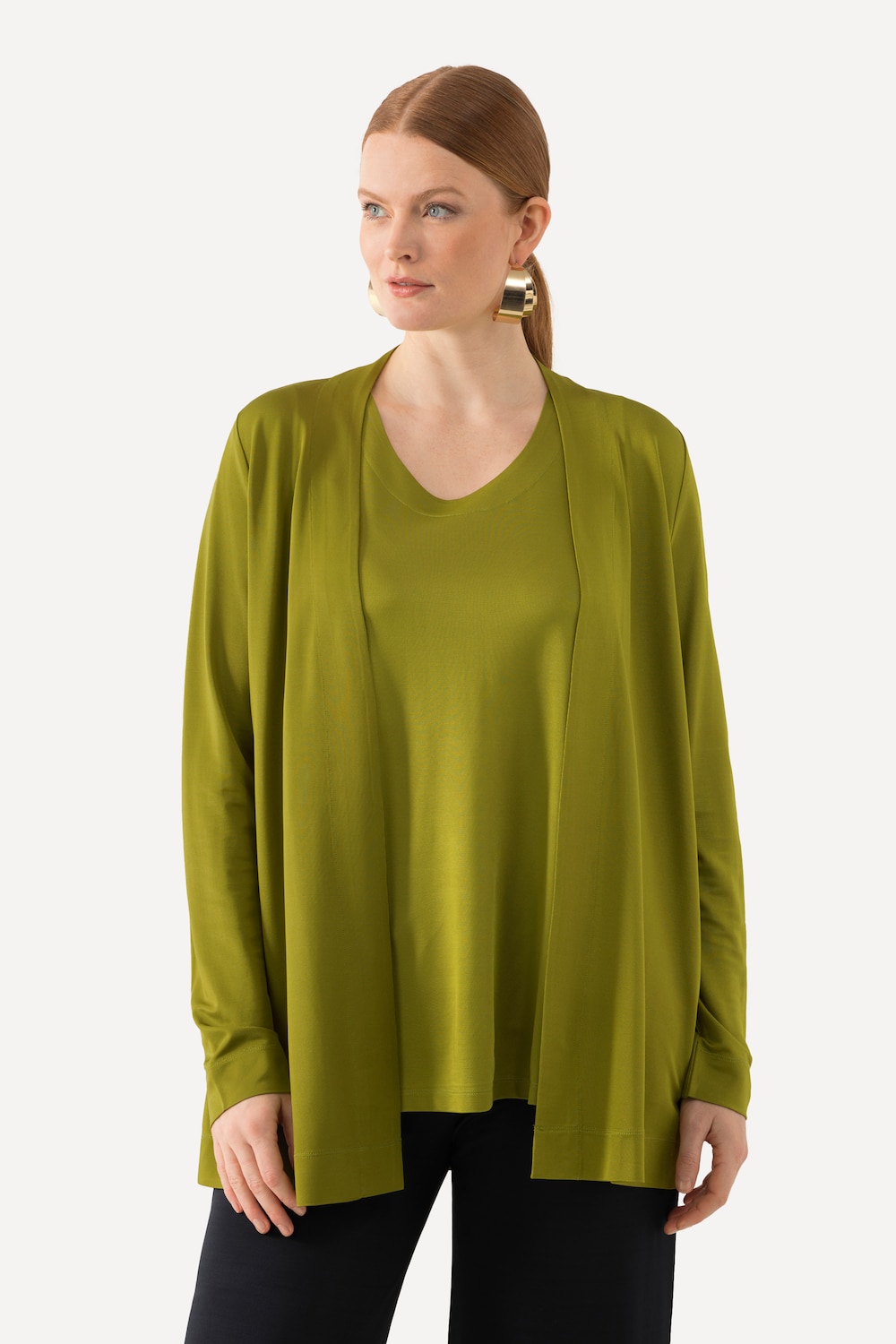 Große Größen Slinkyjacke, Damen, grün, Größe: 42/44, Viskose, Ulla Popken