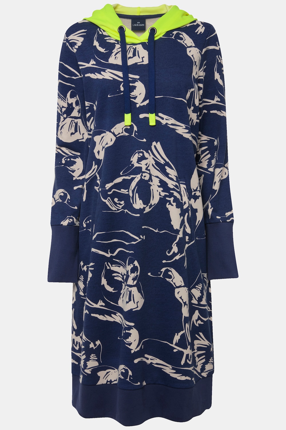 Stora storlekar Mjukisklänning, Dam, blå, storlek: L, Polyester/Bomull, LAURASON