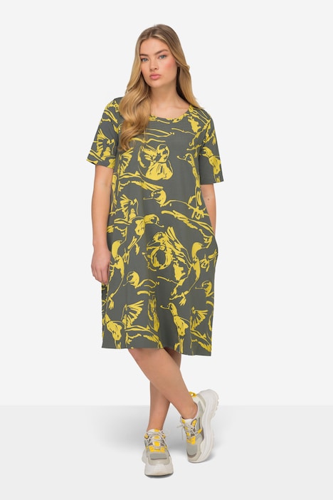 OEKO-TEX Made half-sleeve crew neck jersey dress