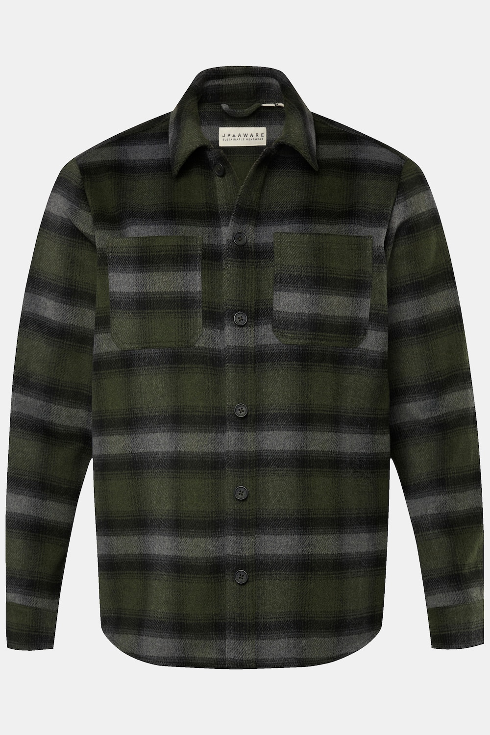 JP AWARE Overshirt, Karoflanell, recycelte Materialien, bis 7 XL