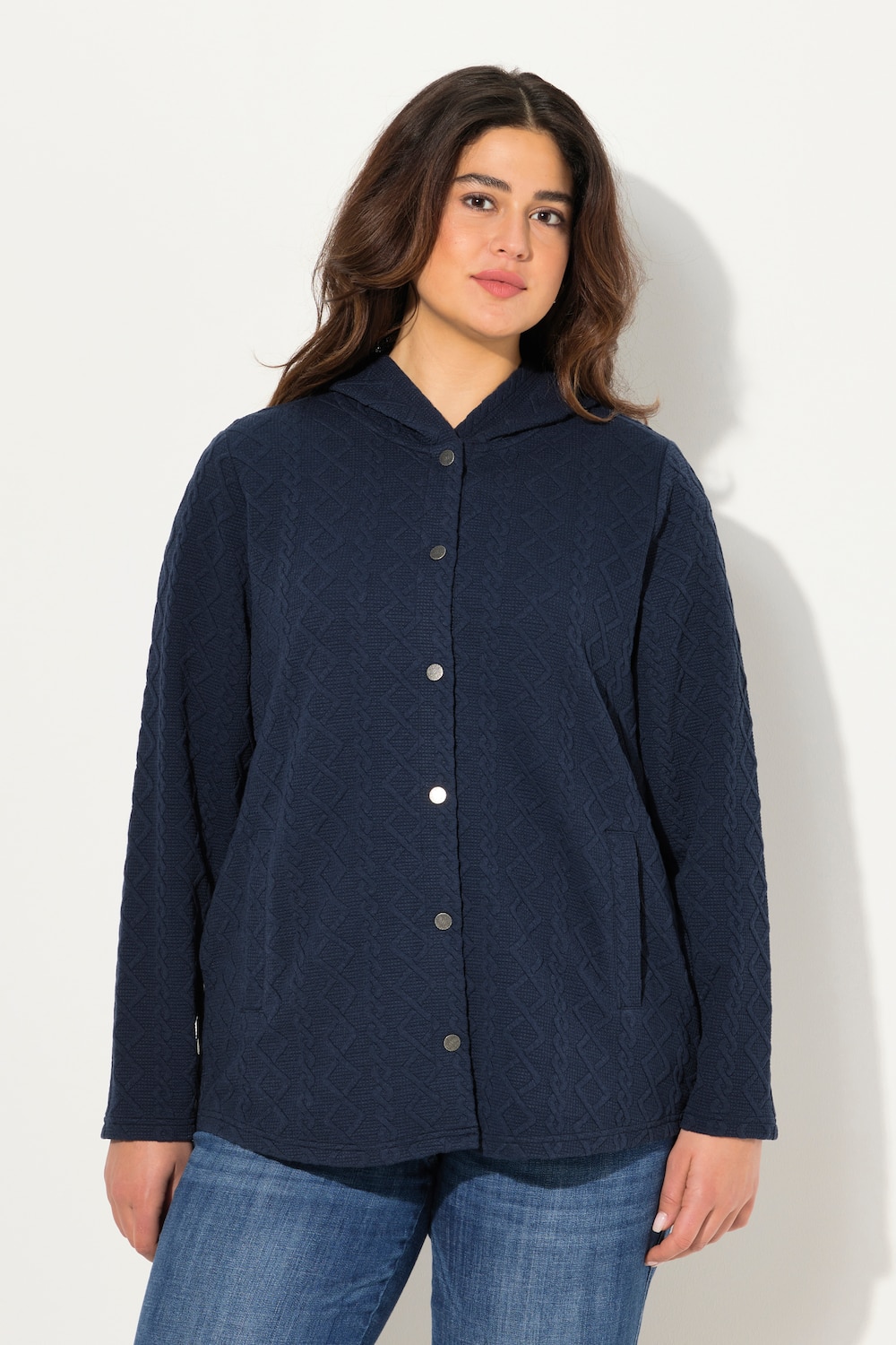 Große Größen Hoodie-Jacke, Damen, blau, Größe: 62/64, Polyester/Viskose, Ulla Popken