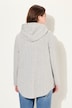 Hoodie-Jacke, Zopfmuster, Druckknöpfe, hinten länger