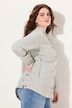 Hoodie-Jacke, Zopfmuster, Druckknöpfe, hinten länger
