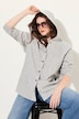 Hoodie-Jacke, Zopfmuster, Druckknöpfe, hinten länger