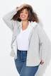 Hoodie-Jacke, Zopfmuster, Druckknöpfe, hinten länger