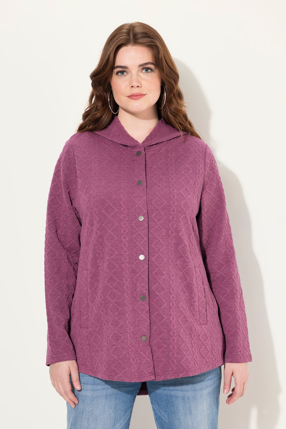 Große Größen Hoodie-Jacke, Damen, lila, Größe: 46/48, Polyester/Viskose, Ulla Popken