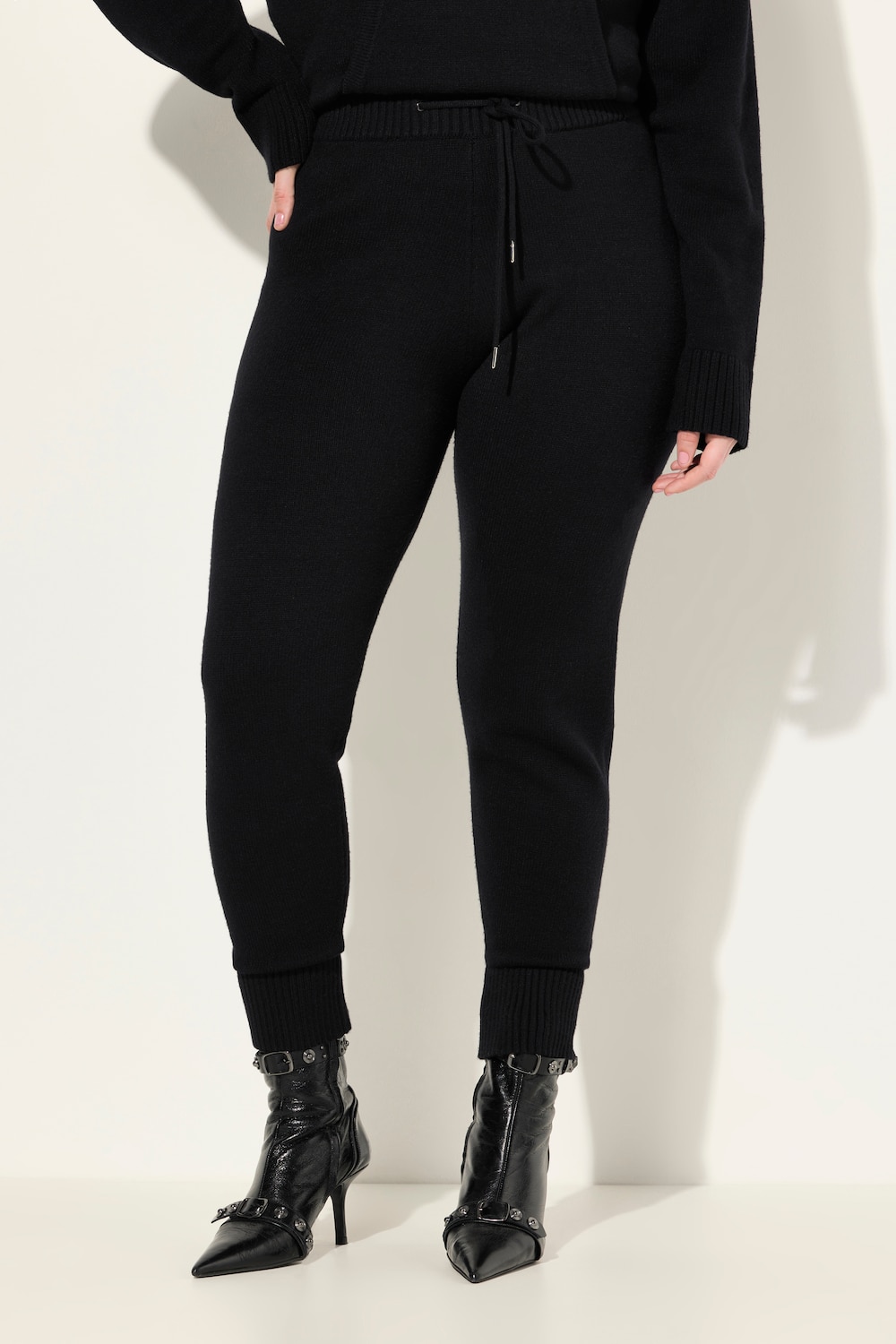 Große Größen Strickhose, Damen, schwarz, Größe: 42/44, Viskose/Polyester/Synthetische Fasern, Ulla Popken