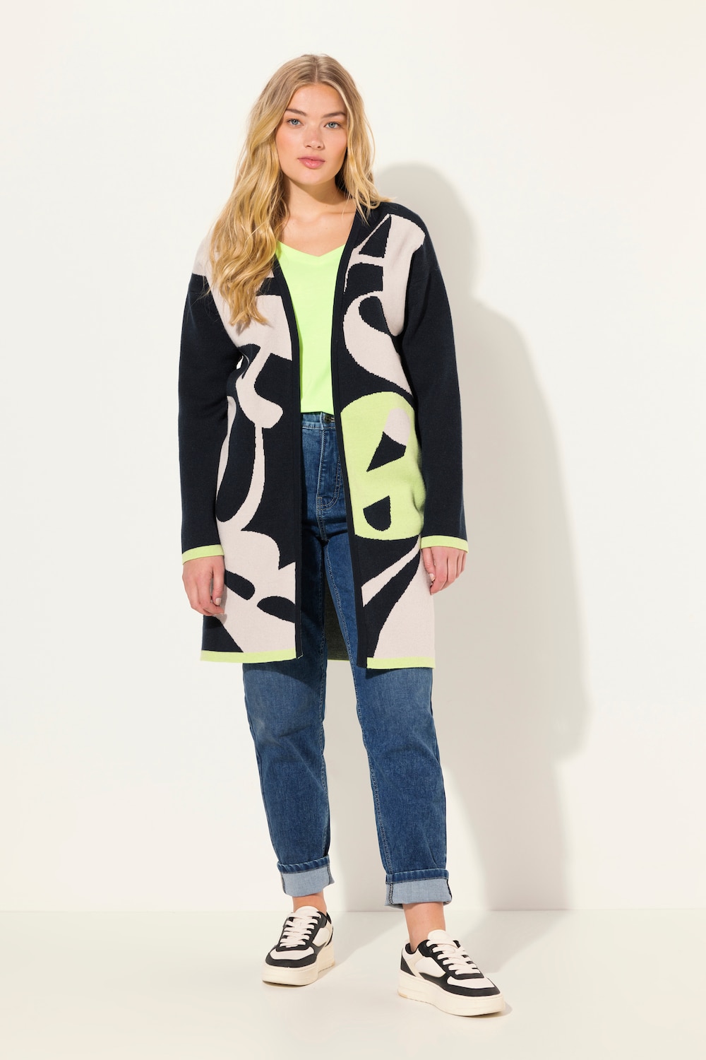 Große Größen Strickjacke, Damen, blau, Größe: L, Viskose/Synthetische Fasern/Polyester, LAURASON