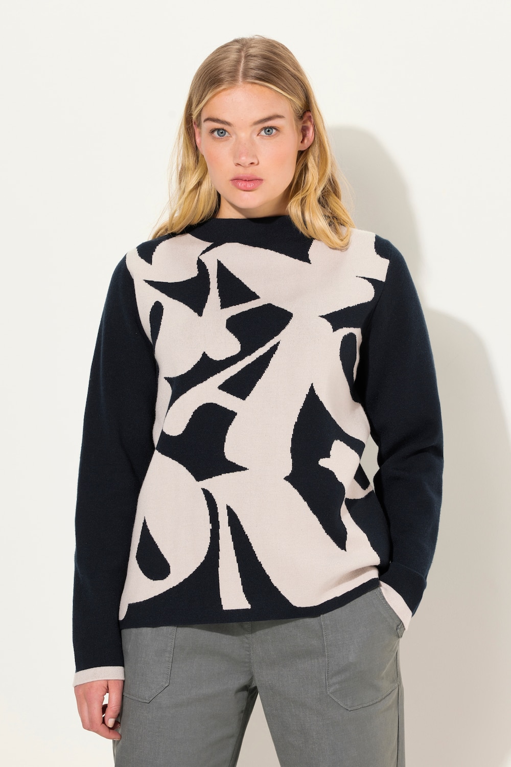 Große Größen Strickpullover, Damen, blau, Größe: L, Viskose/Synthetische Fasern/Polyester, LAURASON