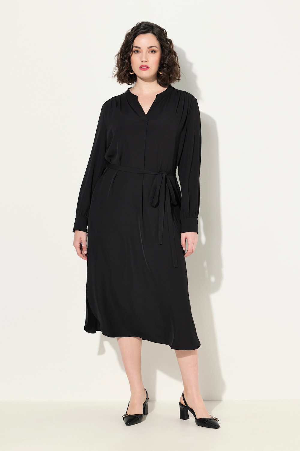 Große Größen Midikleid, Damen, schwarz, Größe: 52, Polyester, Ulla Popken