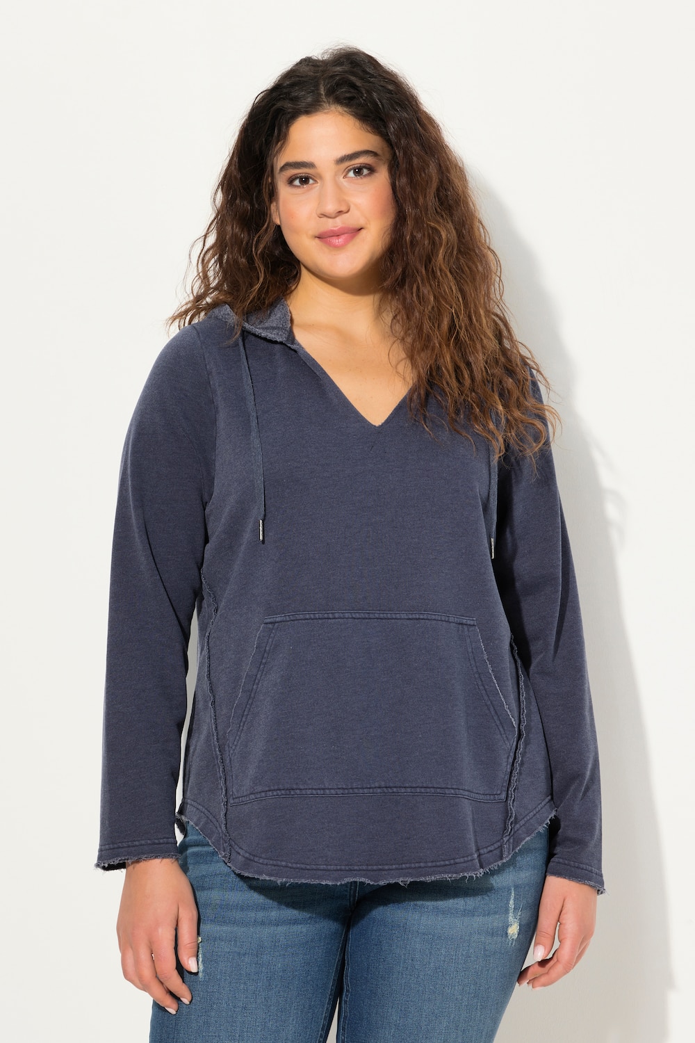 Große Größen Hoodie, Damen, blau, Größe: 50/52, Polyester/Baumwolle, Ulla Popken