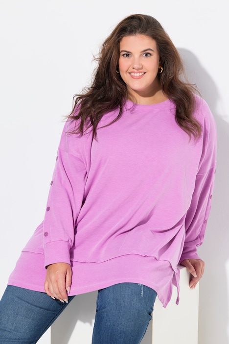 Layered Look Button Sleeve Sweatshirt