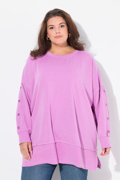 Layered Look Button Sleeve Sweatshirt