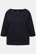 Sweatshirt, geruite structuur, boothals, 3/4-mouwen