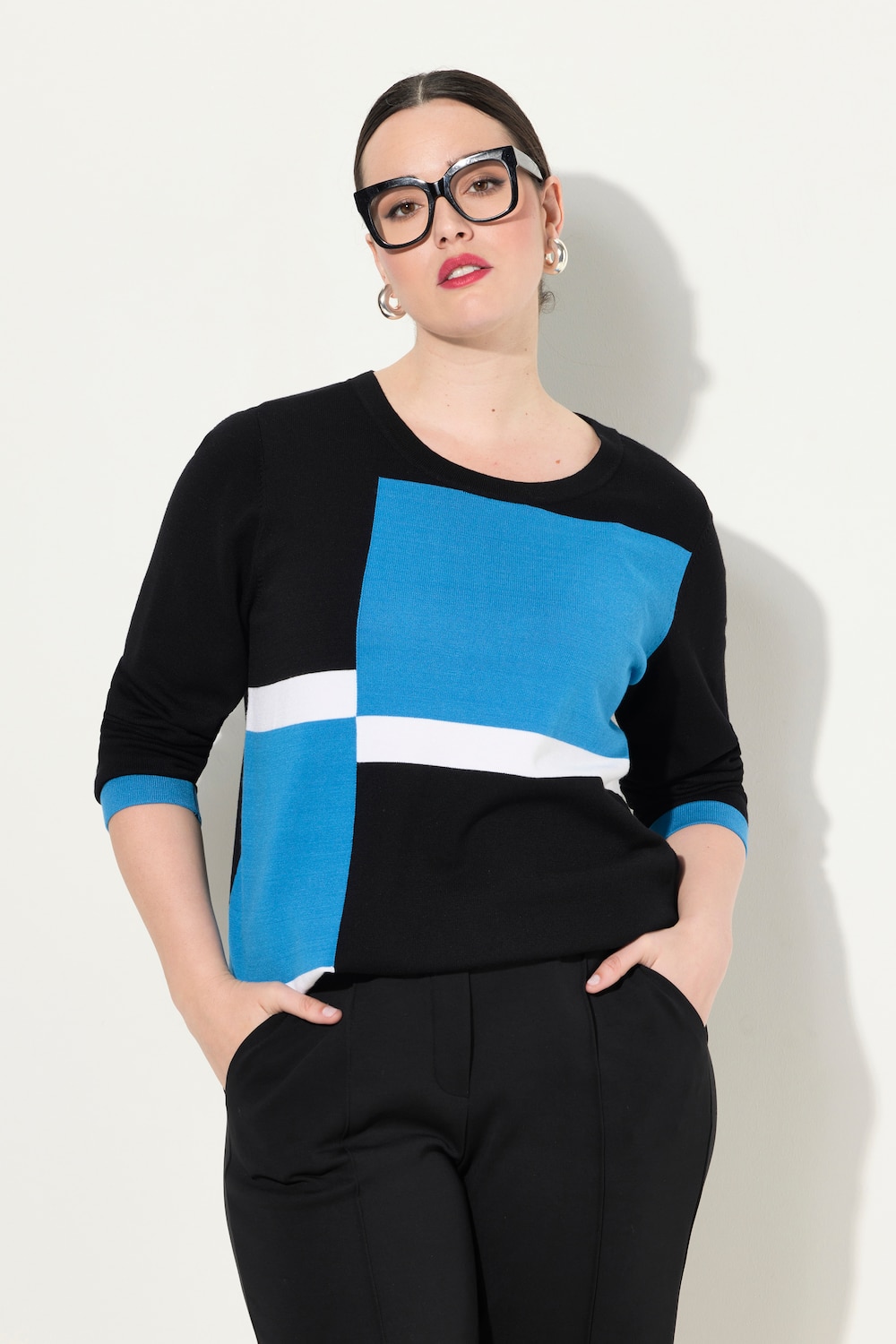 Große Größen Pullover, Damen, schwarz, Größe: 54/56, Viskose/Polyester, Ulla Popken