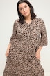 Maxikleid, A-Line, Leo-Print, Tunika-Ausschnitt, 3/4-Ärmel