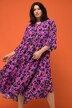 Maxikleid, A-Line, Color-Leo, Tunika-Ausschnitt, 3/4-Ärmel