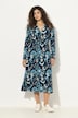 Vestido midi de jersey, forma en A, escote en V, manga larga