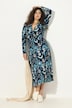 Vestido midi de jersey, forma en A, escote en V, manga larga