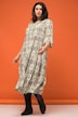 Maxikleid, A-Line, Boho-Print, Tunika-Ausschnitt, 3/4-Ärmel