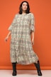 Maxikleid, A-Line, Boho-Print, Tunika-Ausschnitt, 3/4-Ärmel