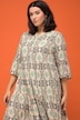 Maxikleid, A-Line, Boho-Print, Tunika-Ausschnitt, 3/4-Ärmel
