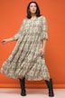 Maxikleid, A-Line, Boho-Print, Tunika-Ausschnitt, 3/4-Ärmel