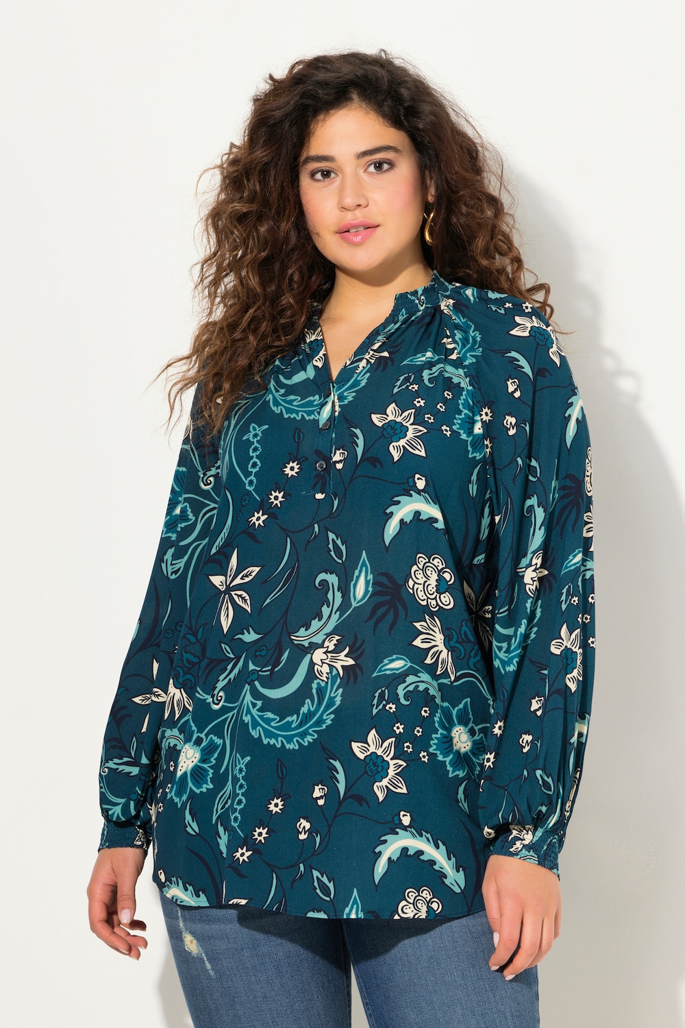 Große Größen Bluse, Damen, türkis, Größe: 42/44, Viskose, Ulla Popken